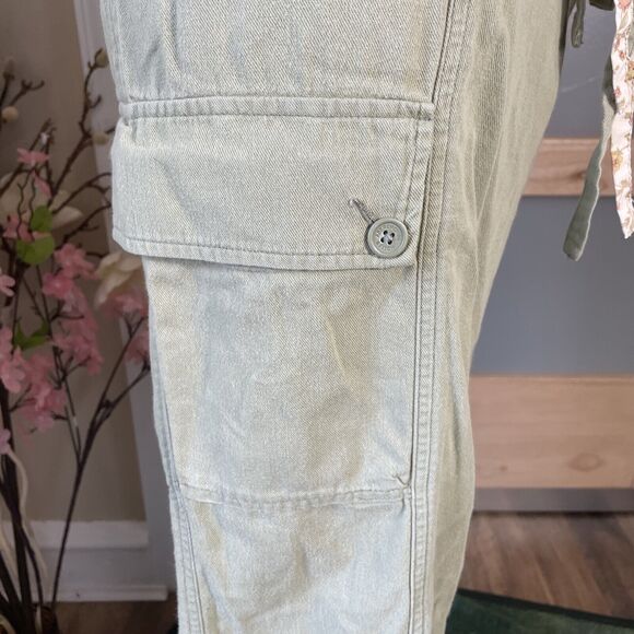 Abercrombie and Fitch Pants Womens Large Green Wide Cargo Leg Coastal Floral - Picture 6 of 15